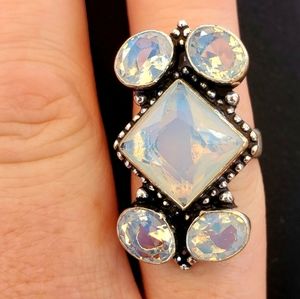 New Amazing Milky Opal 925 Silver Ring.